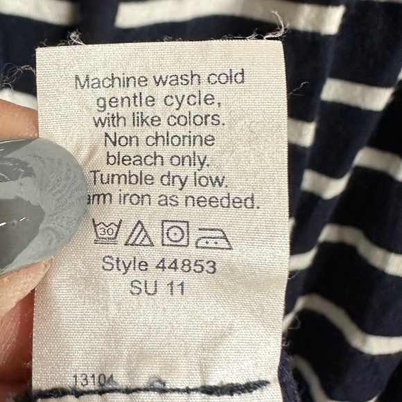 J CREW Women's blue white striped strapless maxi length modal blend dress, sz XS - Picture 7 of 7